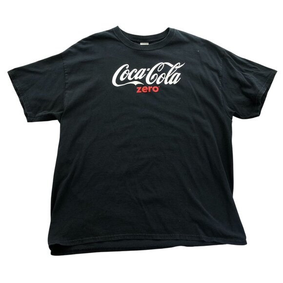 Gildan Mens Coca-Cola T-Shirt XL Black Short Sleeve Heavy Cotton Graphic Tee Top - Picture 1 of 11